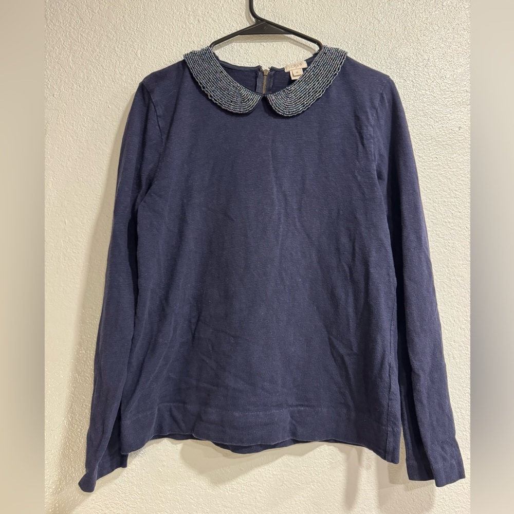 J. Crew Peter Pan Beaded Collar Top